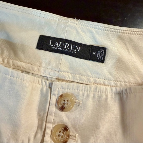 NWT Lauren Ralph Lauren ‘Women’s Shantung Wide-Leg Cargo Pants’ in Winter White - Picture 4 of 16